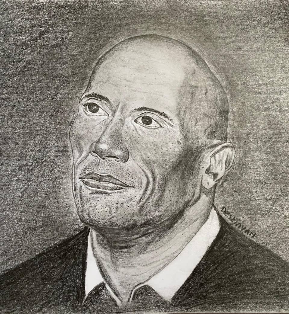 A drawing of Dwayne Johnson